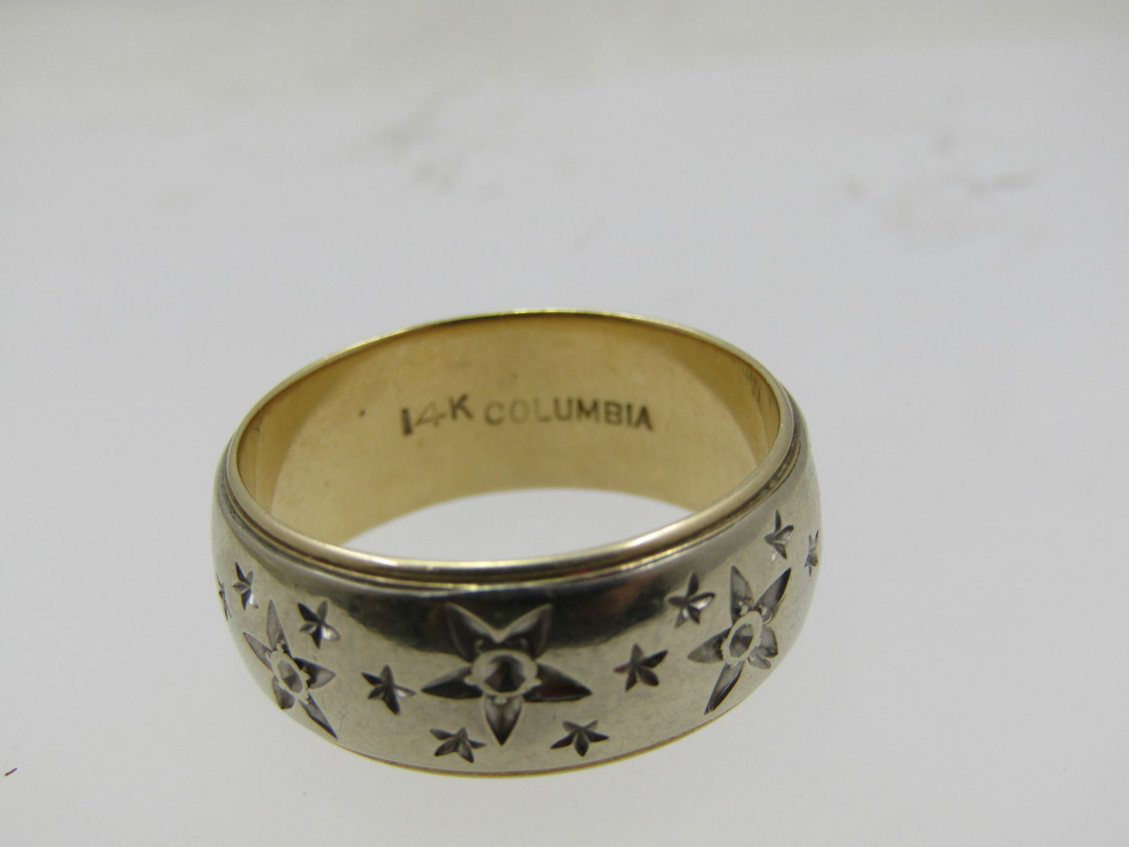 Vintage 14kt Star Ring, Sz. 10.75, 8.5mm, Two-Tone, Signed Columbia, Mid-Century - 4