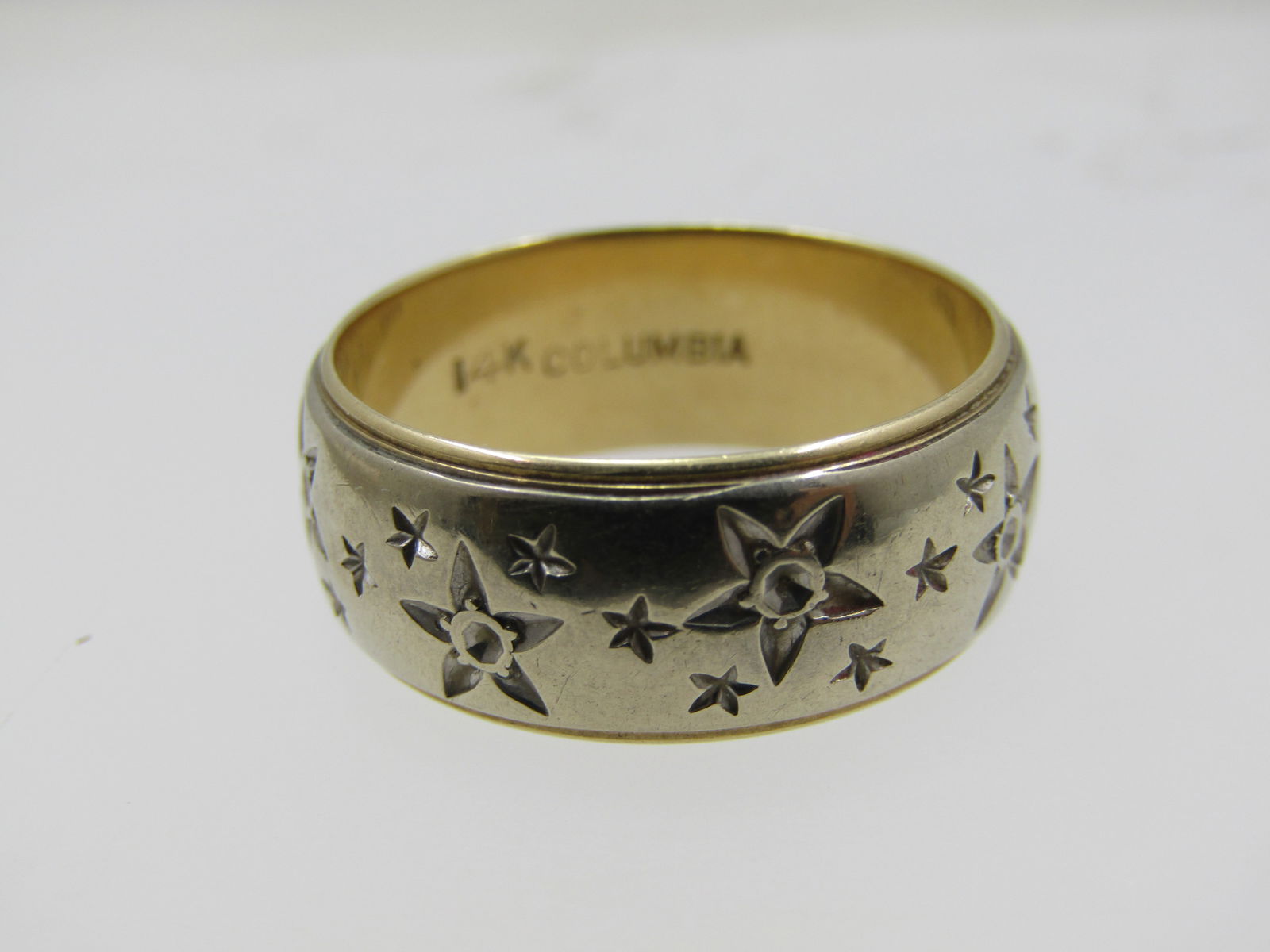 Vintage 14kt Star Ring, Sz. 10.75, 8.5mm, Two-Tone, Signed Columbia, Mid-Century - 5