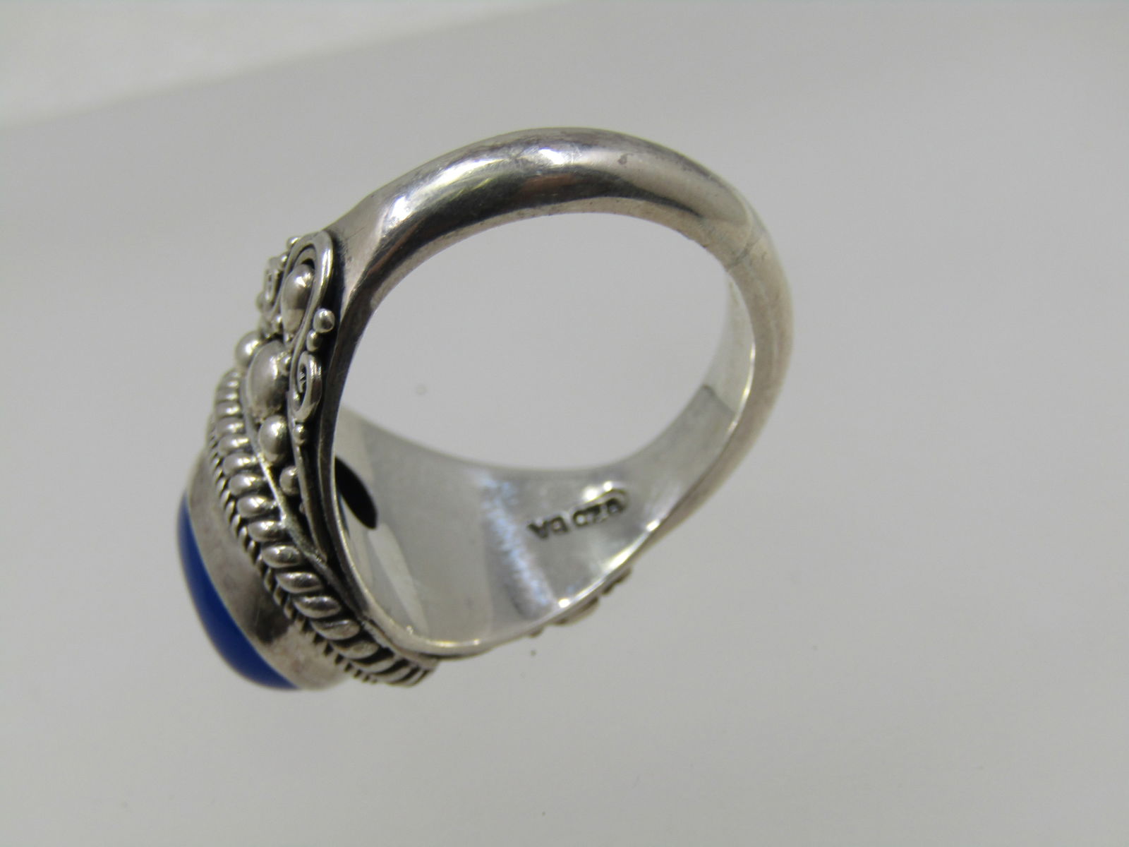 Sterling Blue Chalcedony Bali Ring, Sz. 10.5, Suarti - 4