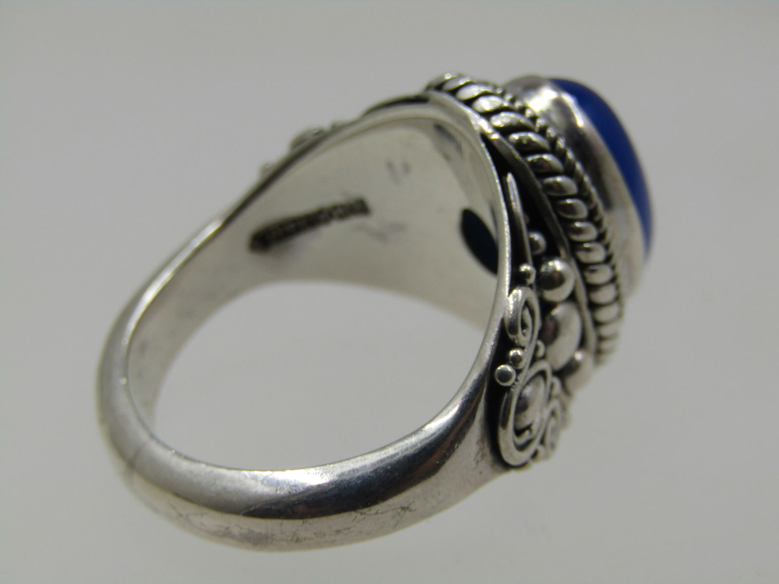 Sterling Blue Chalcedony Bali Ring, Sz. 10.5, Suarti - 5