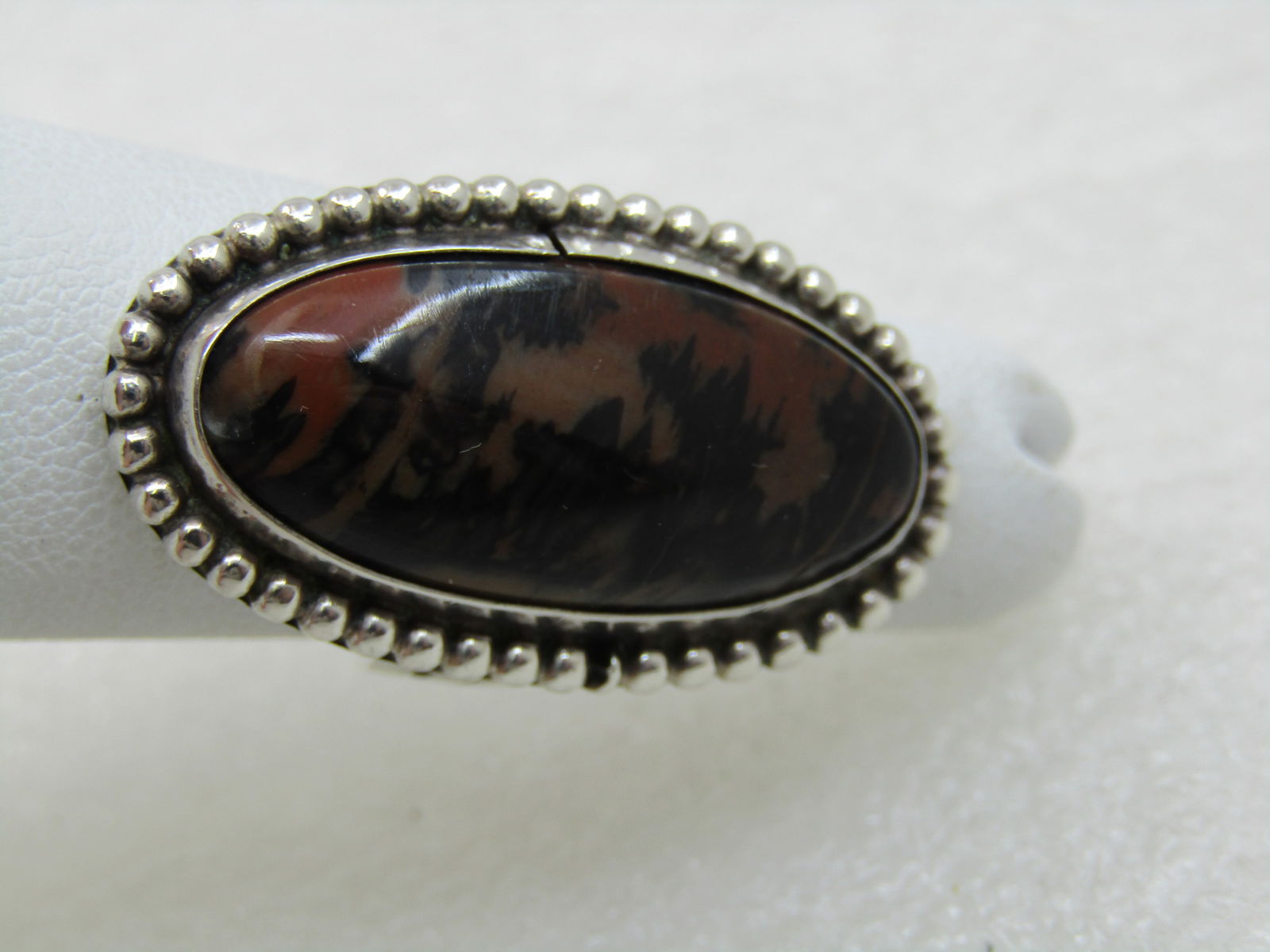 Vintage Sterling Southwestern Dendritric Stone Ring, Sz. 5.25 (1 of 6)