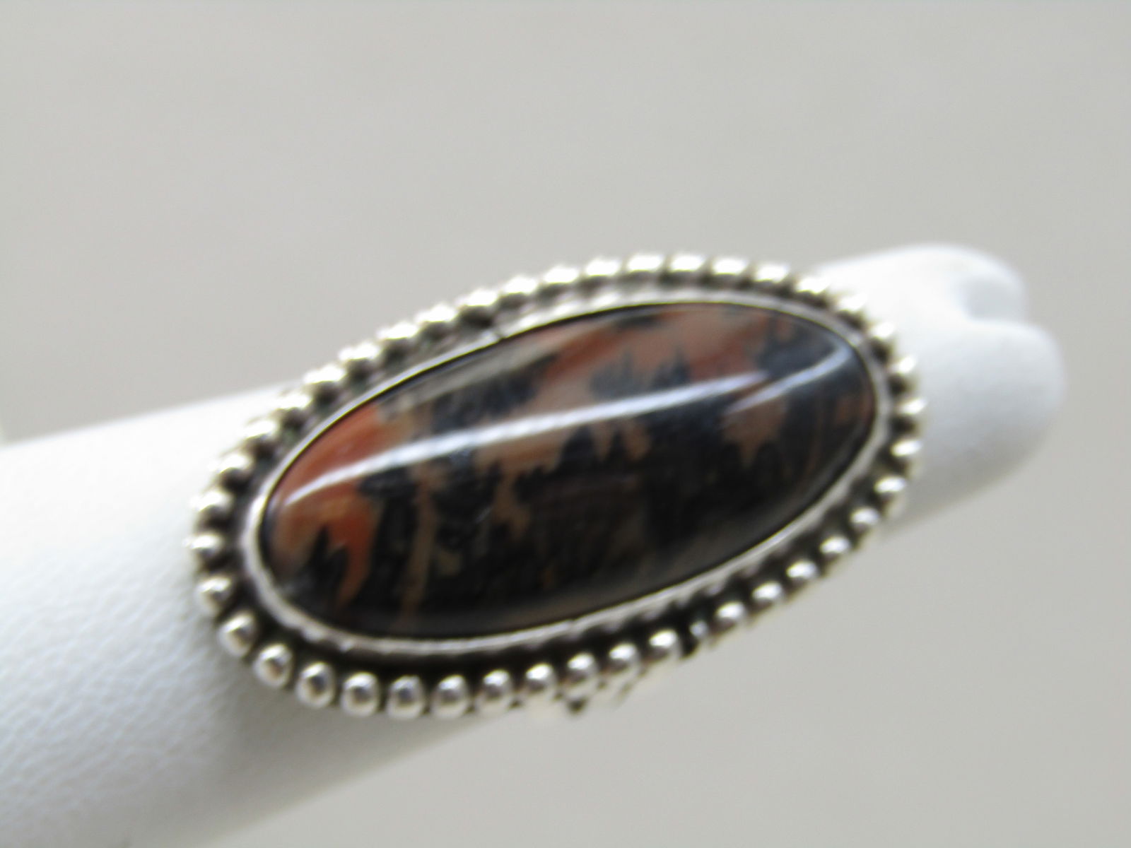 Vintage Sterling Southwestern Dendritric Stone Ring, Sz. 5.25 - 2