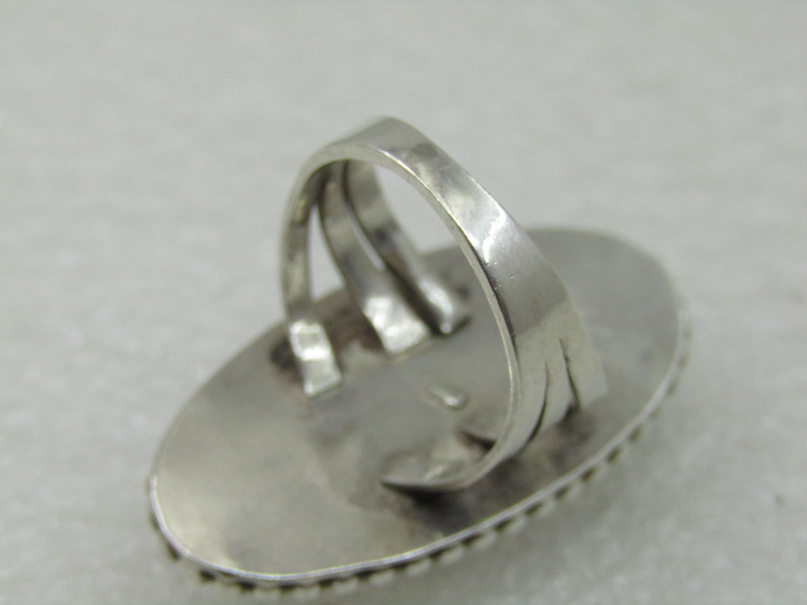 Vintage Sterling Southwestern Dendritric Stone Ring, Sz. 5.25 - 4