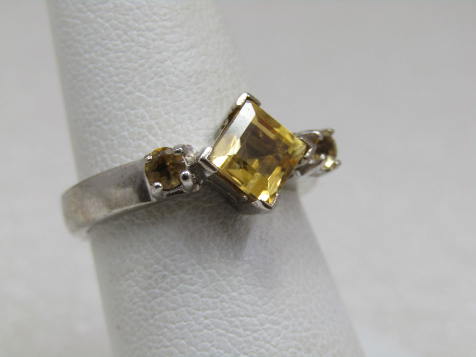 Sterling Triple Citrine Ring, Sz. 7, 4.53 gr. - 2