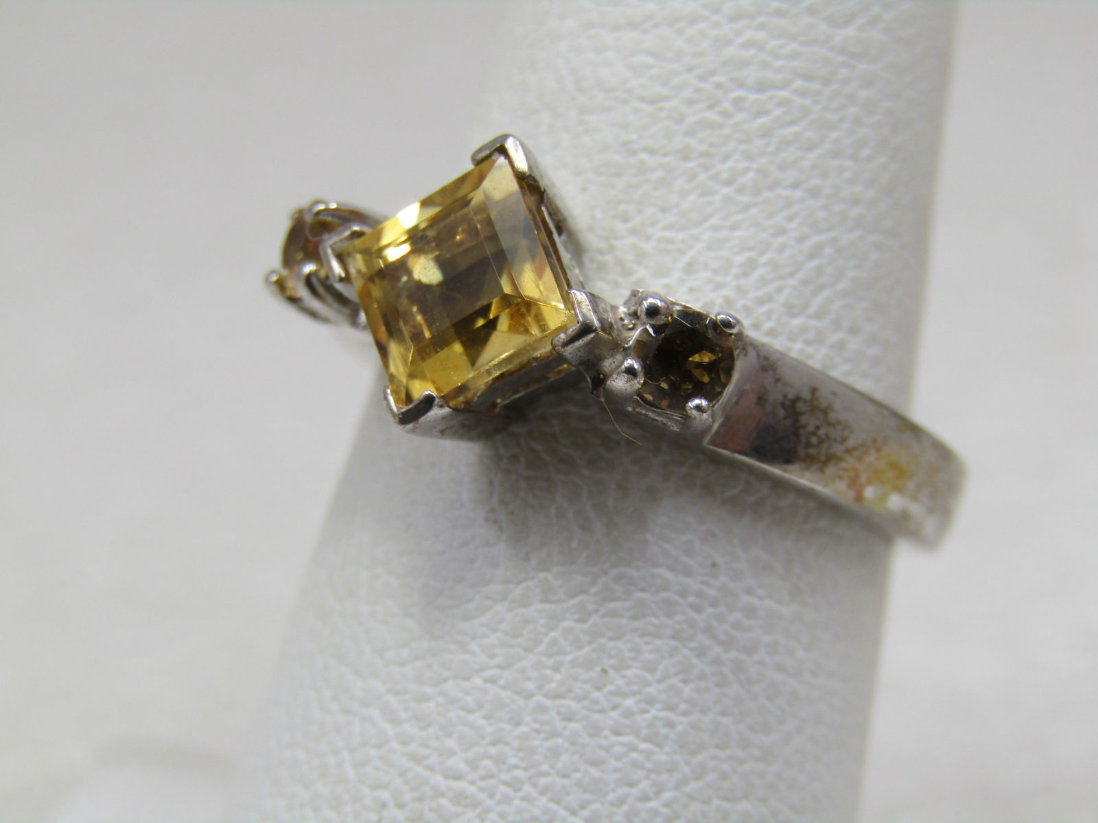 Sterling Triple Citrine Ring, Sz. 7, 4.53 gr. - 3