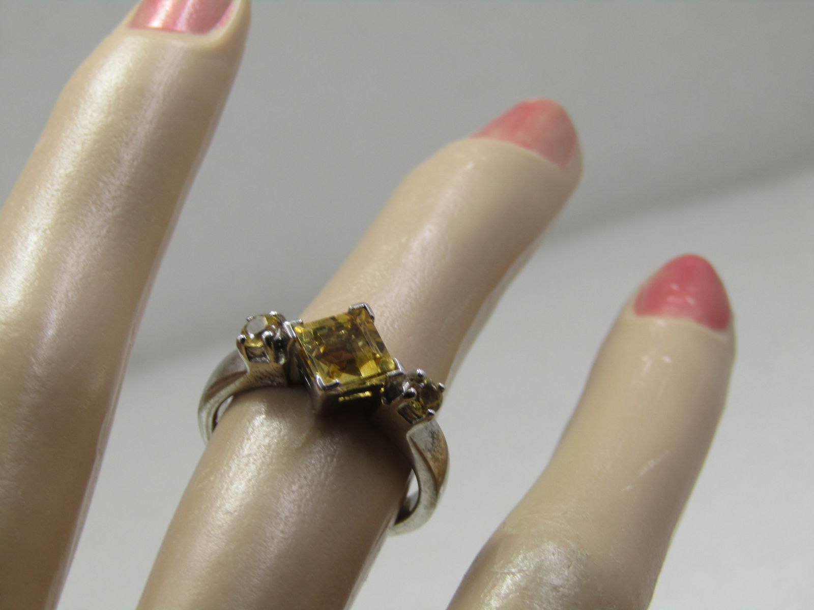 Sterling Triple Citrine Ring, Sz. 7, 4.53 gr. - 6