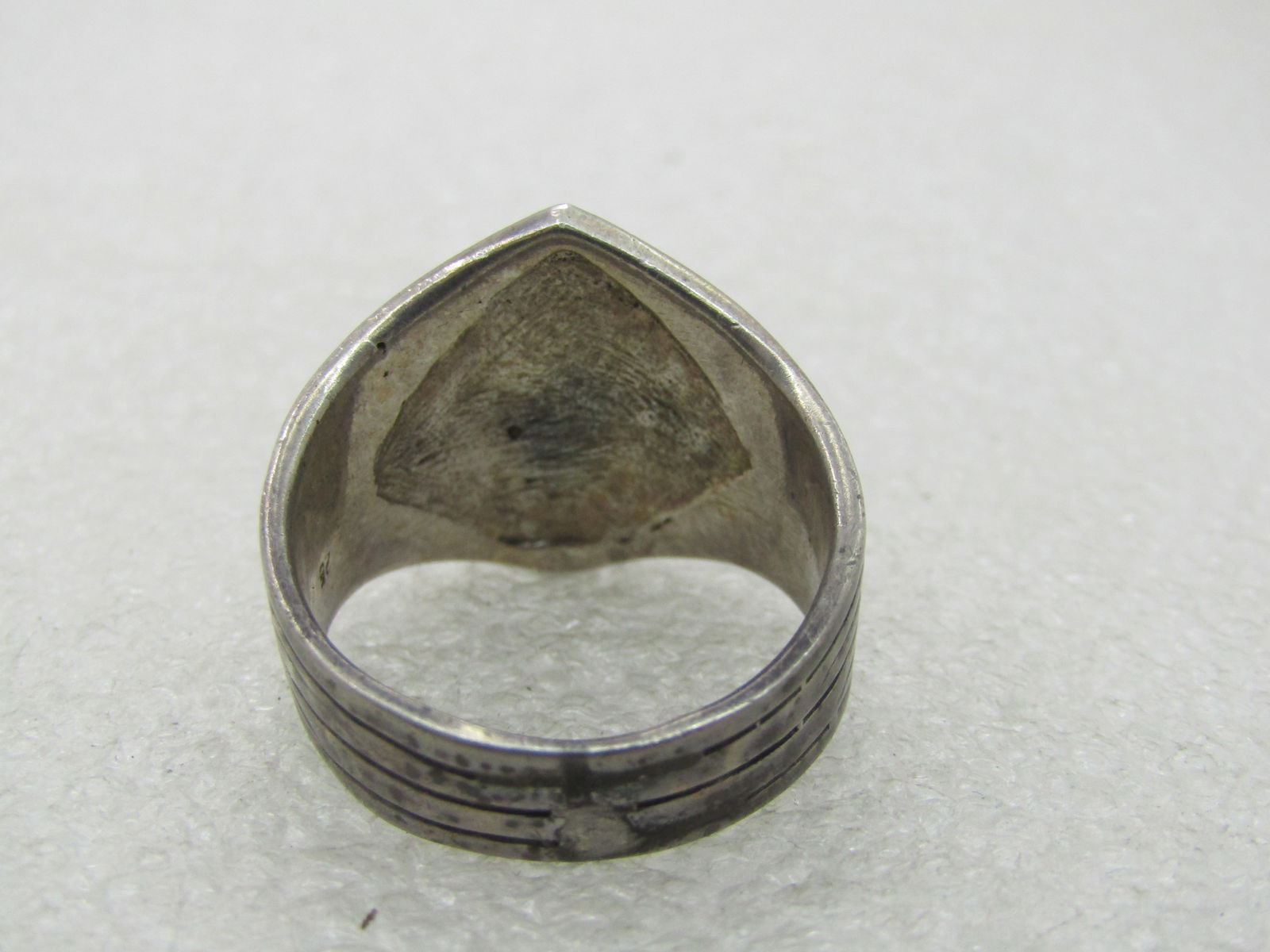 Vintage Sterling Bell Cross Turquoise Ring, Sz. 10.5, Unisex Cigar Band - 6