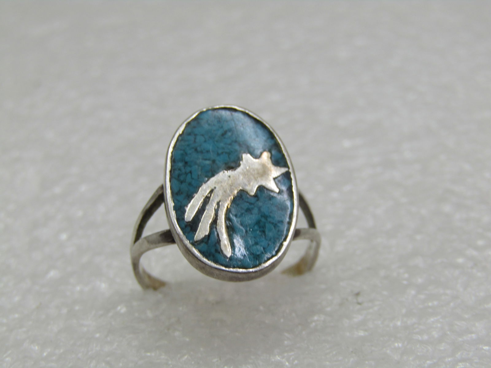 Vintage Sterling Southwestern Shooting Star Turquoise Ring, Sz. 6 - 3