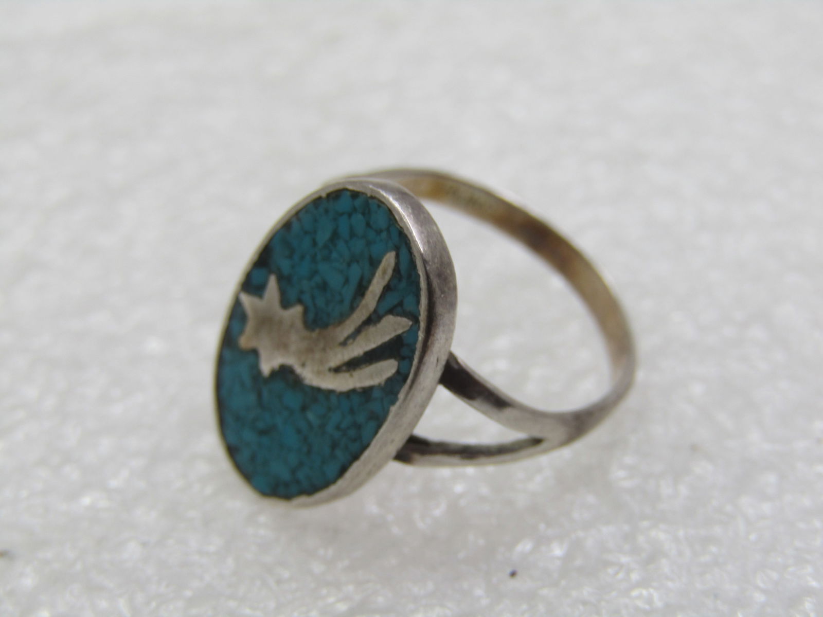 Vintage Sterling Southwestern Shooting Star Turquoise Ring, Sz. 6 - 7