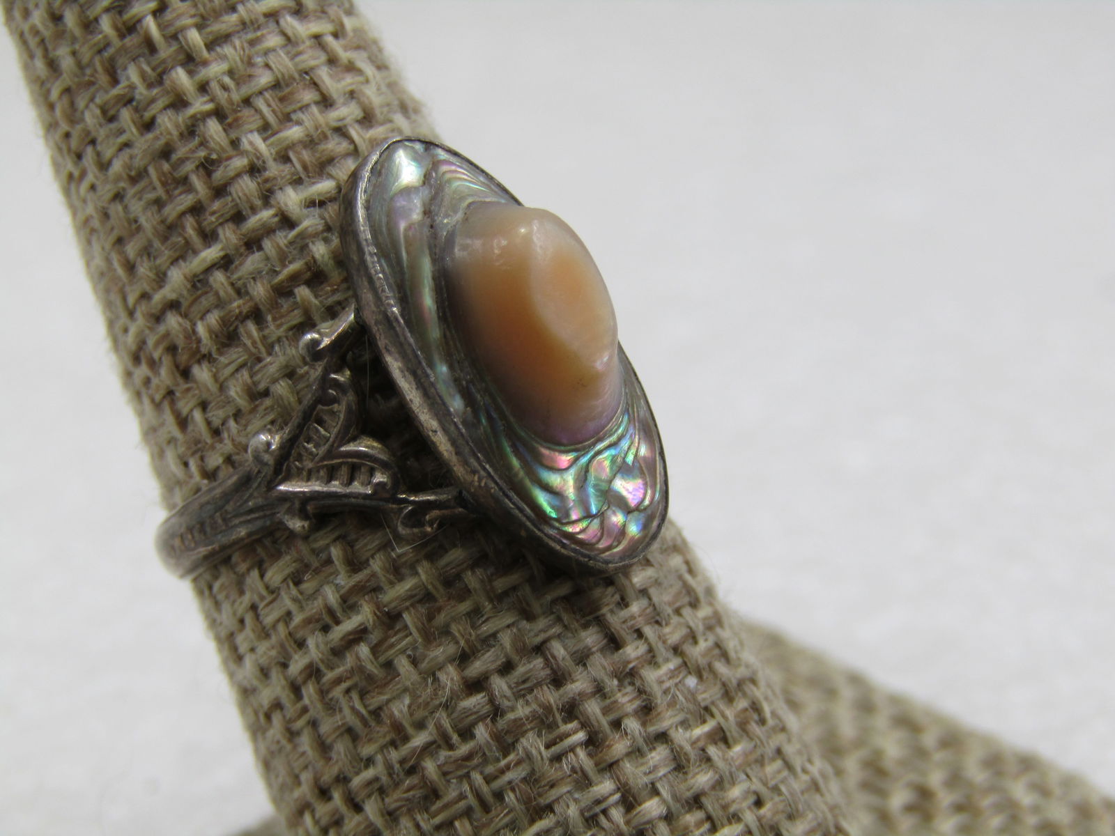 Vintage Sterling Blister Pearl Ring, Abalone, Sz. 8, 1930's-1940's - 2