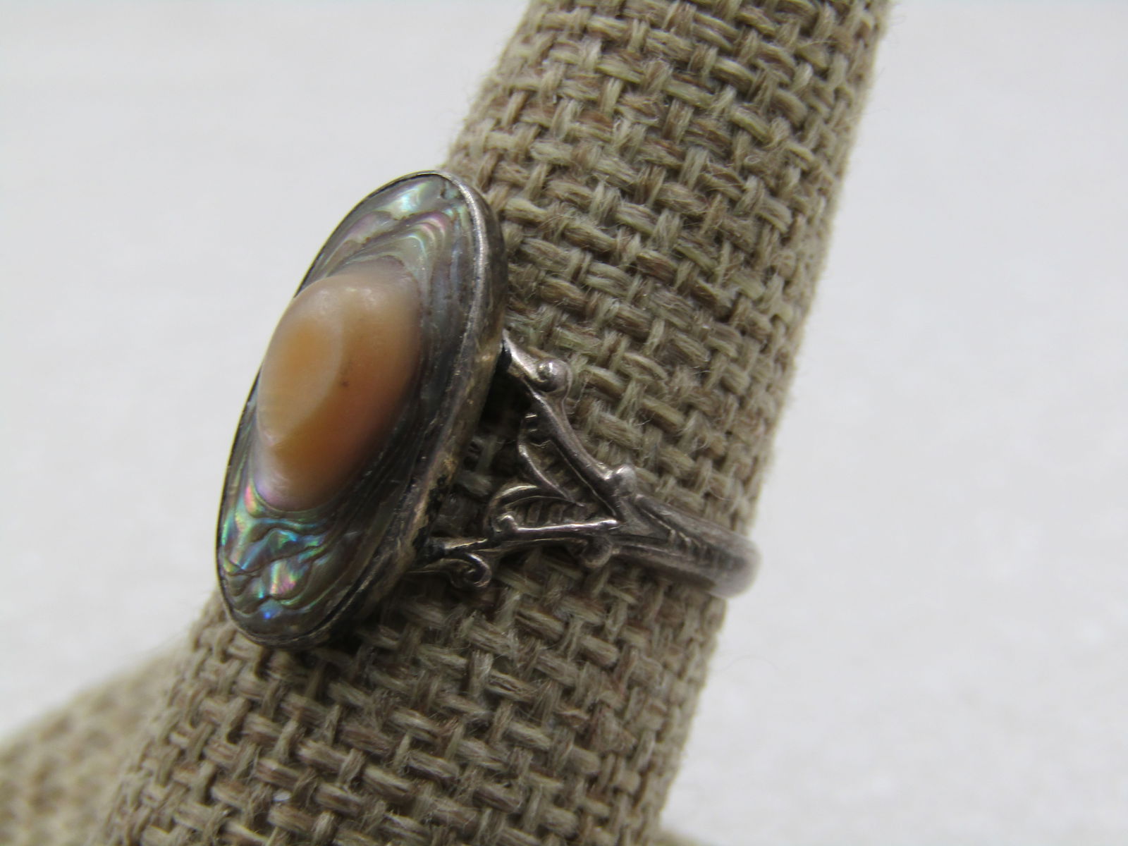Vintage Sterling Blister Pearl Ring, Abalone, Sz. 8, 1930's-1940's - 3