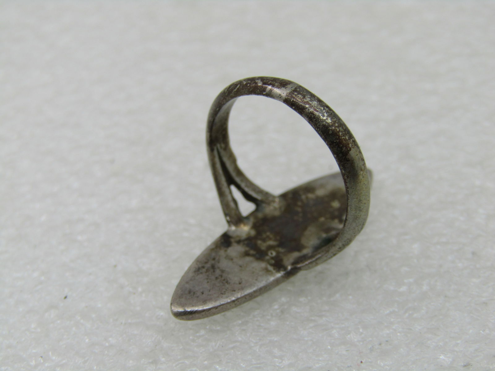 Vintage Stering Inlaid Turquoise Southwestern Ring, Sz. 5, 1.25" Long, - 5