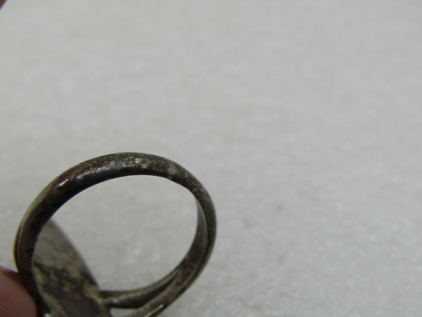 Vintage Stering Inlaid Turquoise Southwestern Ring, Sz. 5, 1.25" Long, - 6