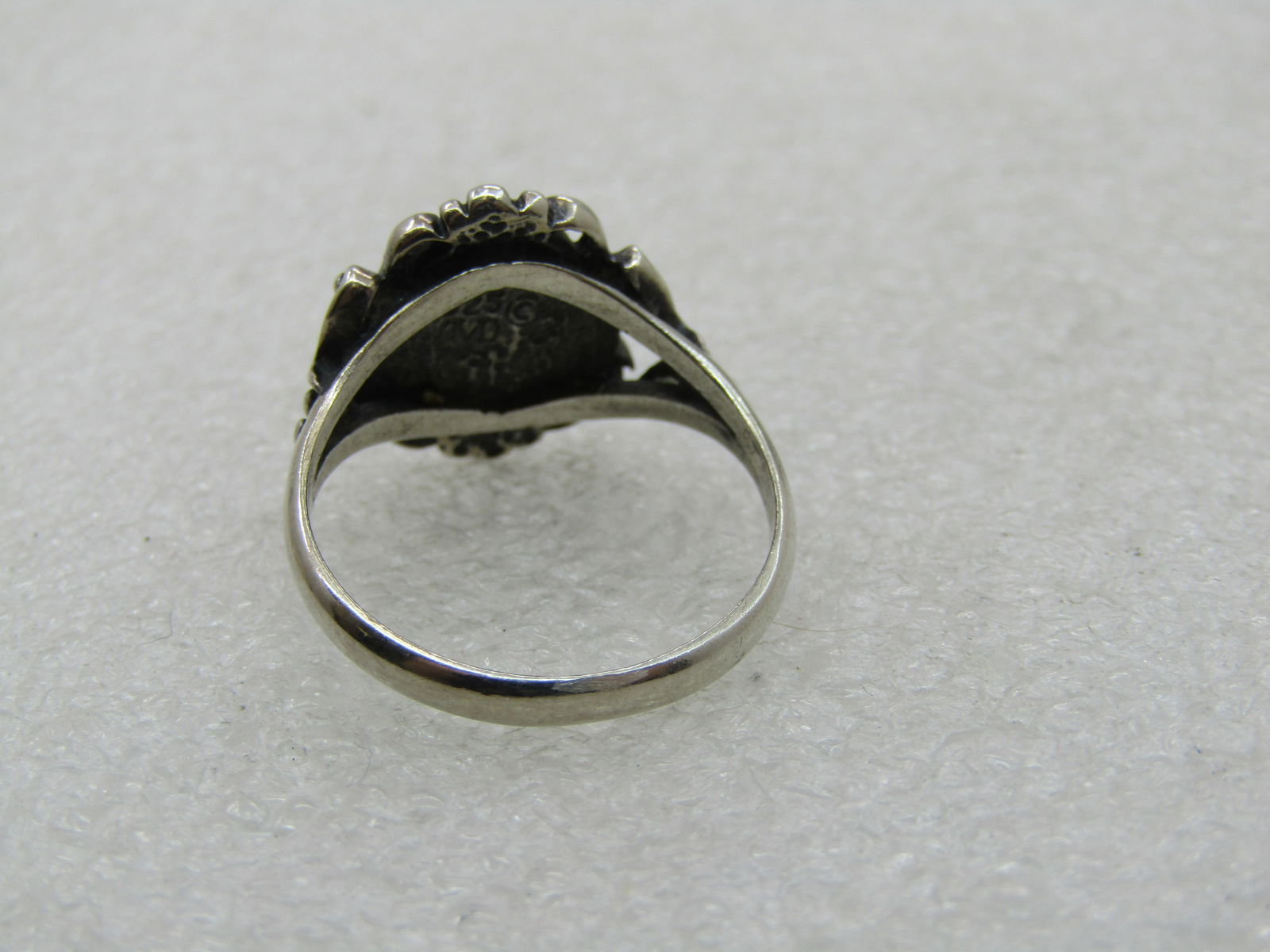 Vintage Sterling Faux Amber Ring, Sz. 8.5, Scrolled - 8