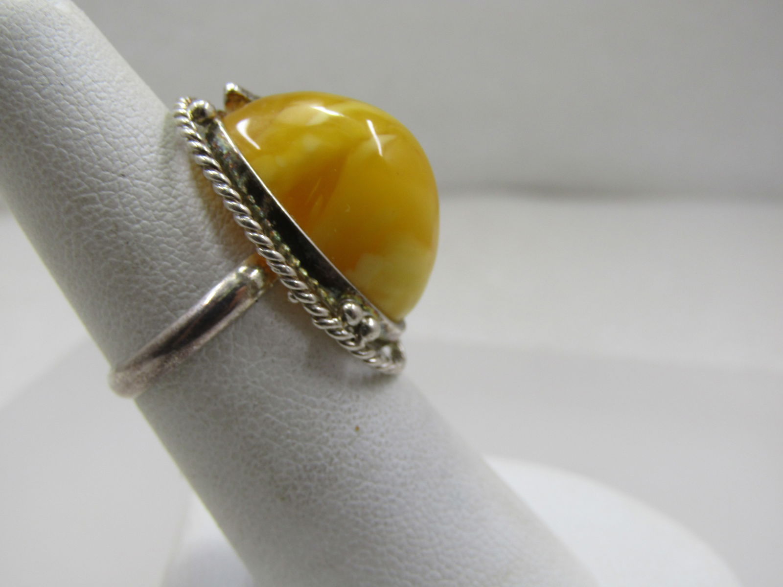 Sterling High Yellow Stone Ring, Filigree, Sz. 6.5 - 3