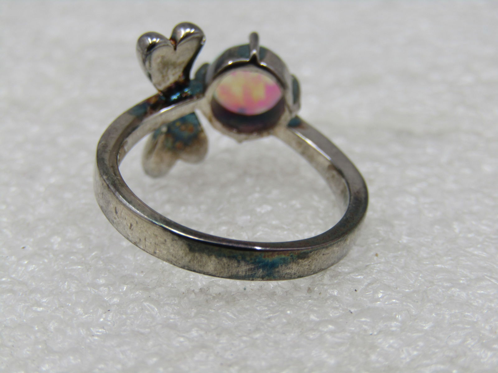 Silver Created Opal Dragonfly Ring. Size 7, marked .925 - 7