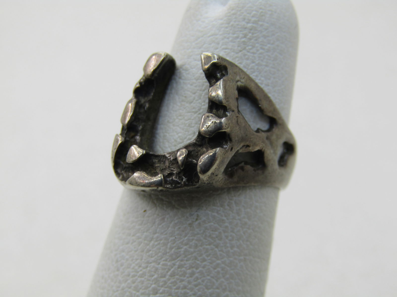 Vintage Sterling Southwestern Horseshoe Nugget Ring, Sz. 3.5 - 7