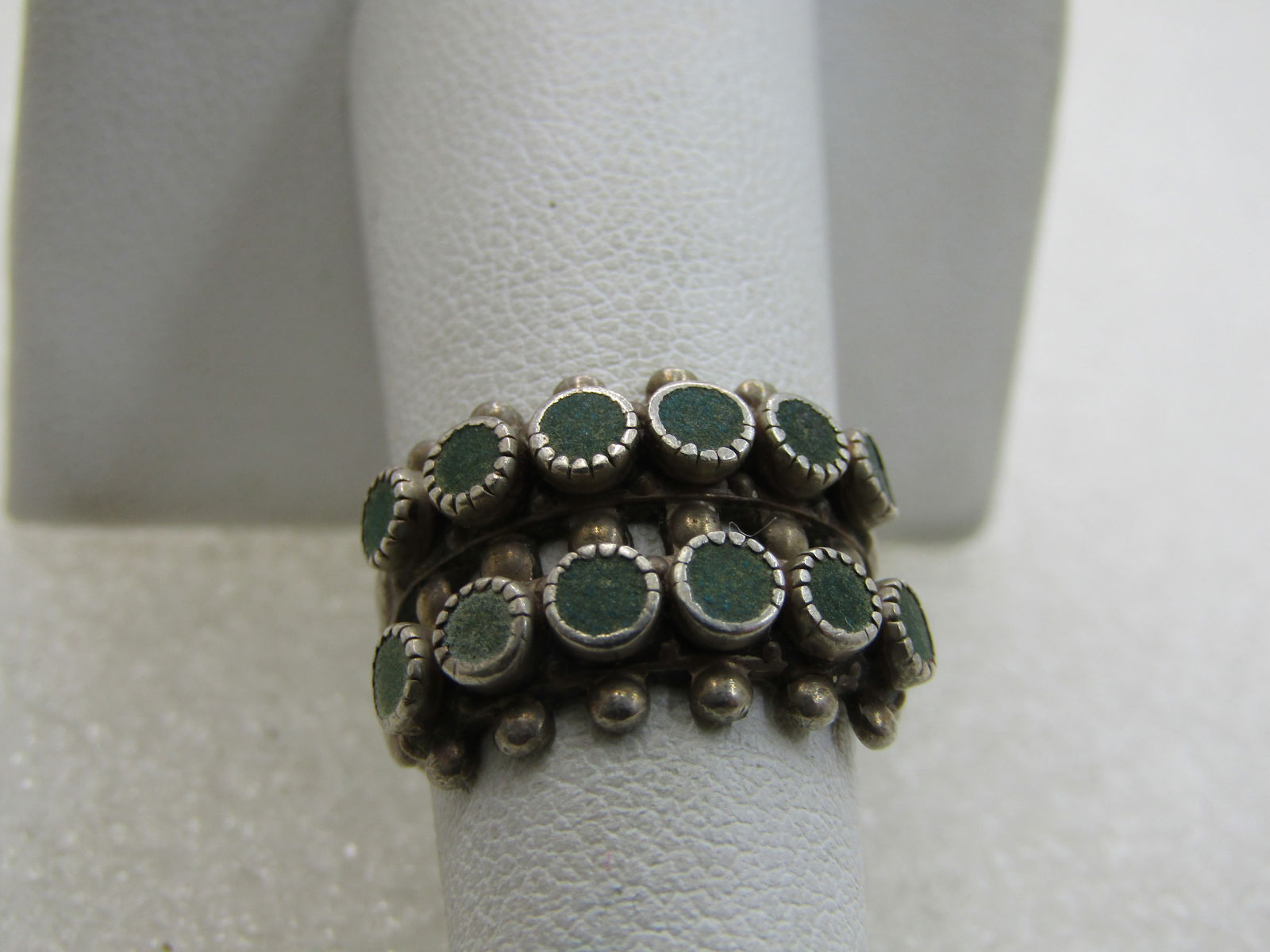 Vintage Sterling Southwestern Turquoise Ring, Snake Eye, Sz. 6 - 4