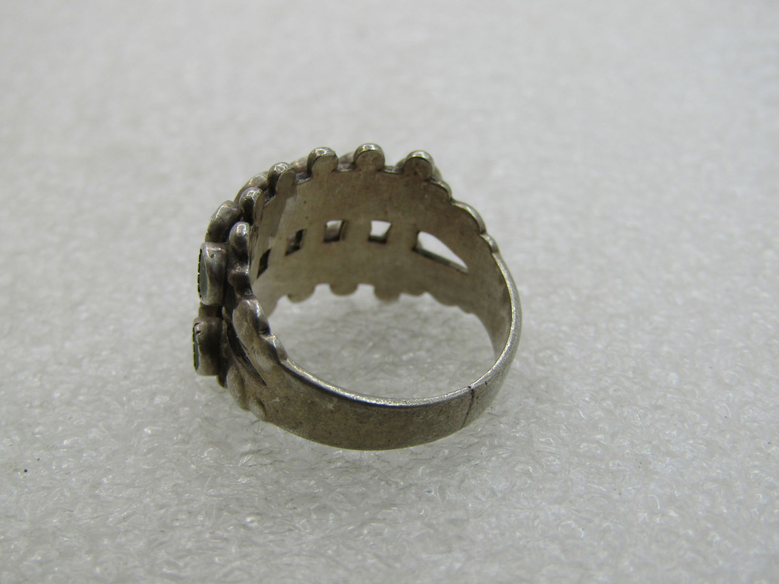 Vintage Sterling Southwestern Turquoise Ring, Snake Eye, Sz. 6 - 5