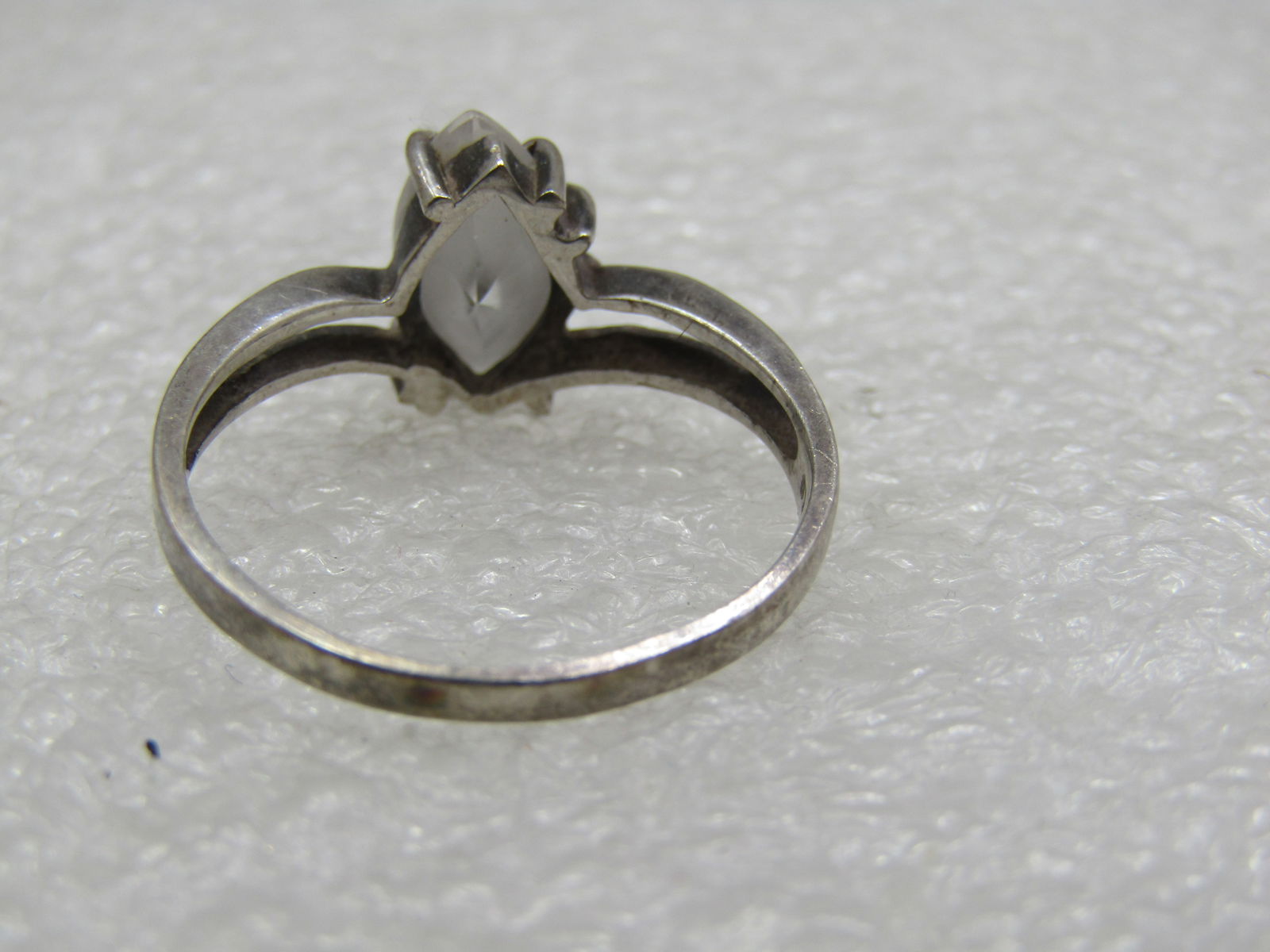 Vintage Sterling Clear Marquise Stone Ring, Sz. 8.5, Signed CA, 1960's-1970's - 4