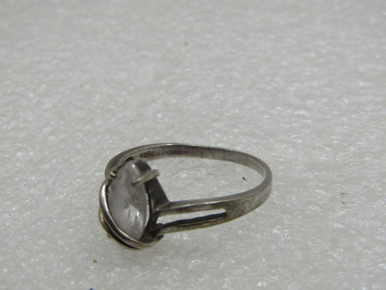 Vintage Sterling Clear Marquise Stone Ring, Sz. 8.5, Signed CA, 1960's-1970's - 5