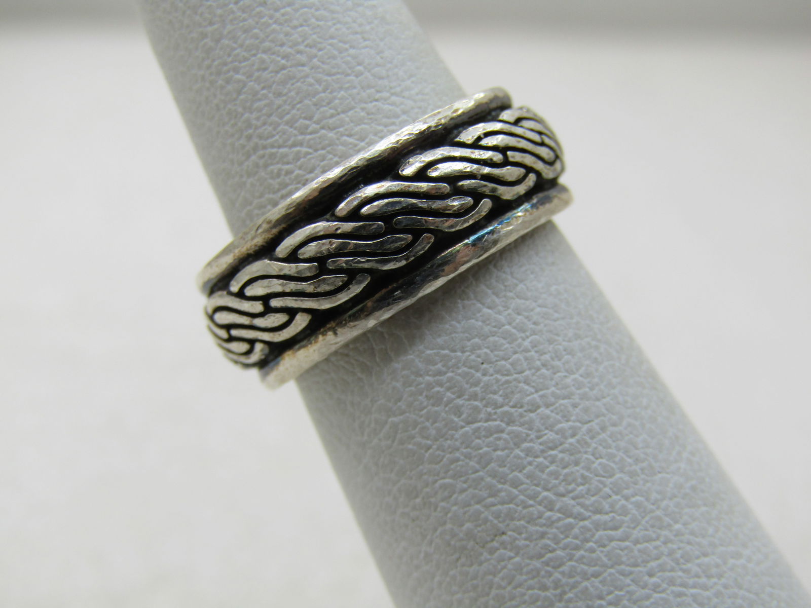 Vintage Sterling Celtic Cable Band Ring, Sz. 5. Signed - 2