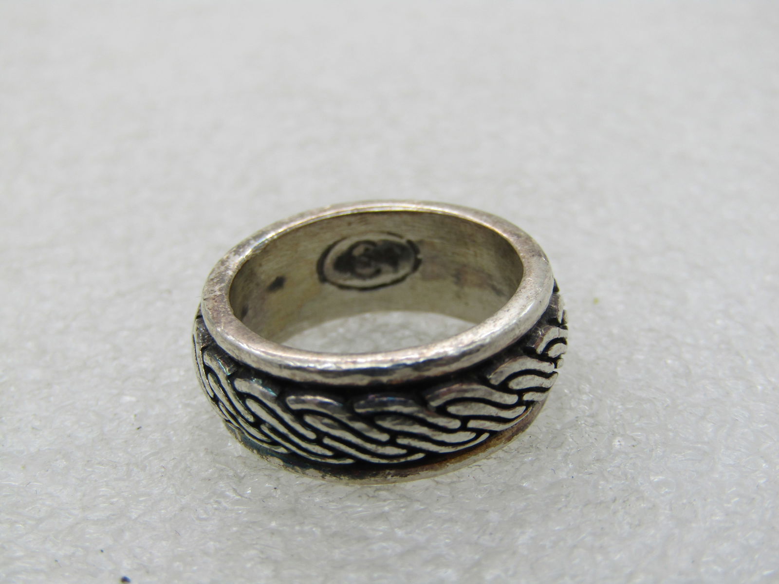 Vintage Sterling Celtic Cable Band Ring, Sz. 5. Signed - 5