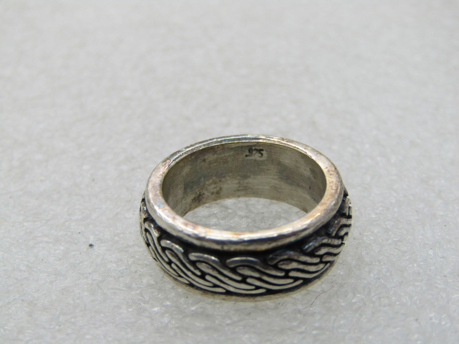 Vintage Sterling Celtic Cable Band Ring, Sz. 5. Signed - 6