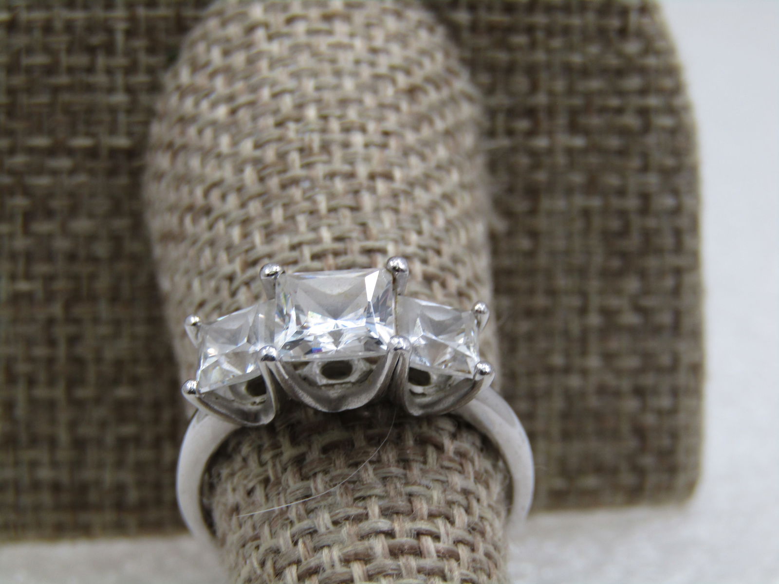 Vintage Sterling CZ Engagement Ring, Signed Diamonique, Sz. 8.25 - 2