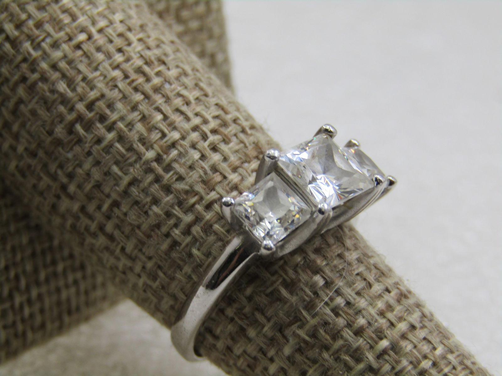 Vintage Sterling CZ Engagement Ring, Signed Diamonique, Sz. 8.25 - 3