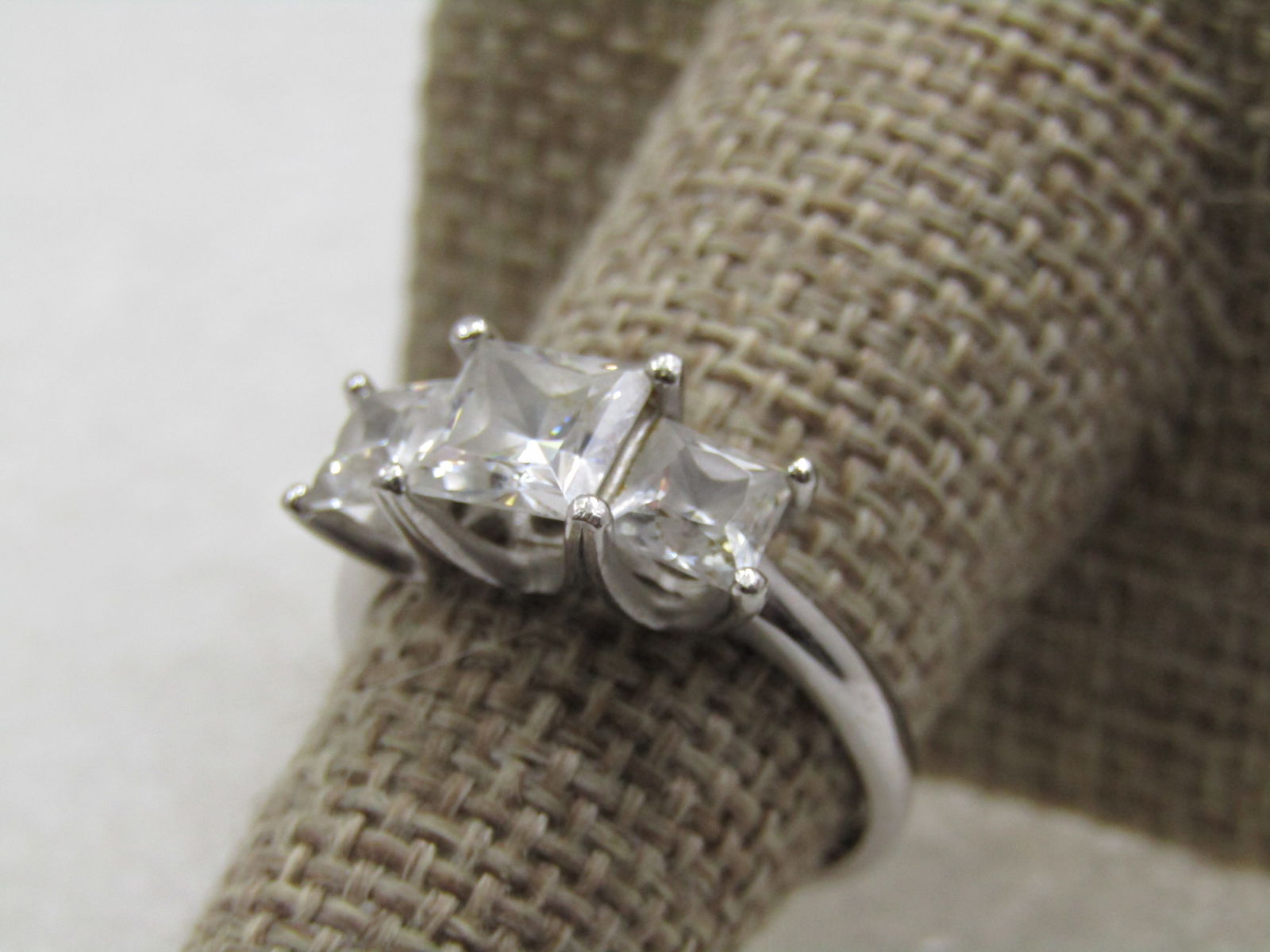 Vintage Sterling CZ Engagement Ring, Signed Diamonique, Sz. 8.25 - 4