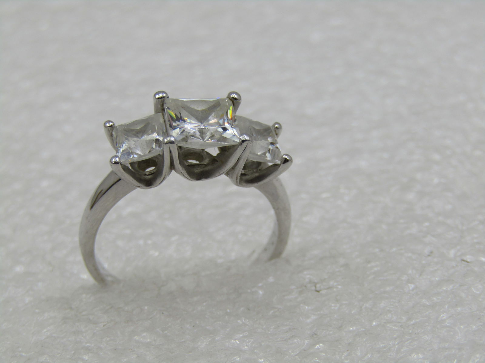 Vintage Sterling CZ Engagement Ring, Signed Diamonique, Sz. 8.25 - 5