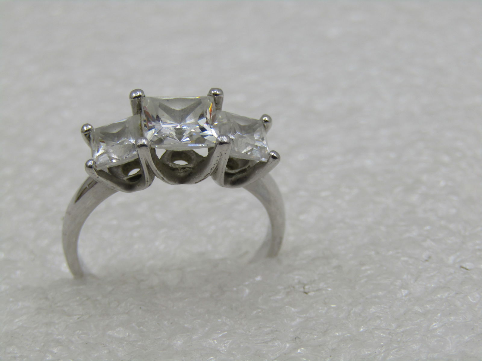 Vintage Sterling CZ Engagement Ring, Signed Diamonique, Sz. 8.25 - 6