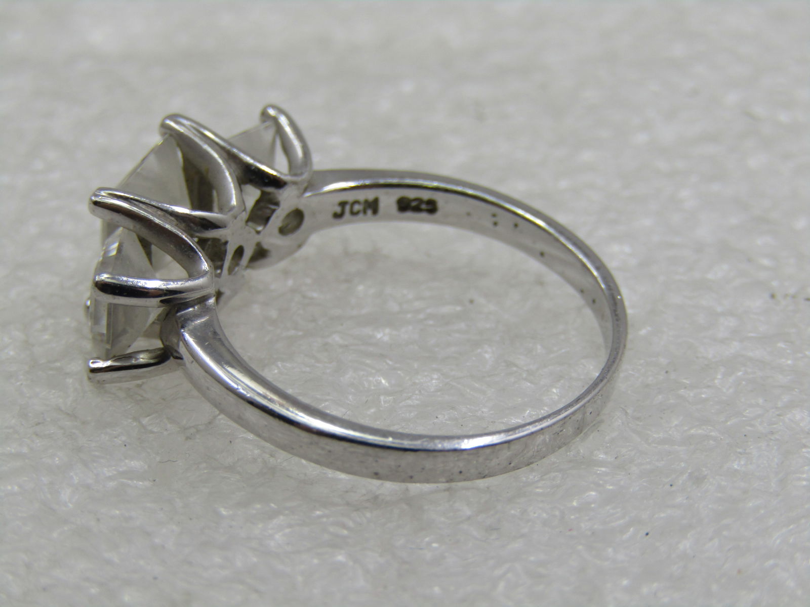 Vintage Sterling CZ Engagement Ring, Signed Diamonique, Sz. 8.25 - 7