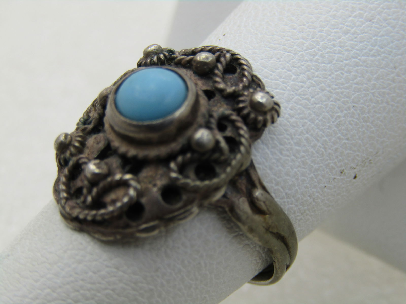 Vintage Southwestern Sterling Turquoise Ring, Sz. 7 - 4
