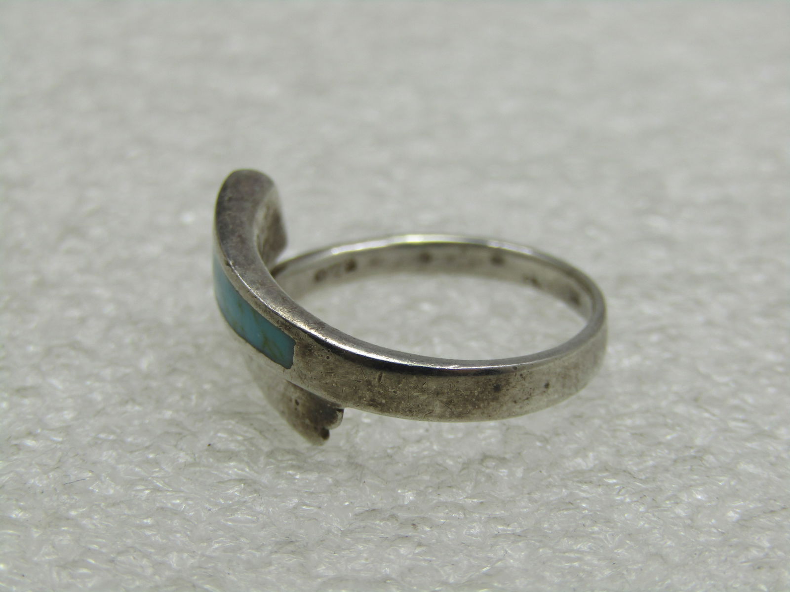 Vintage Southwestern Sterling Turquoise Bypass Ring, Sz. 5 - 6