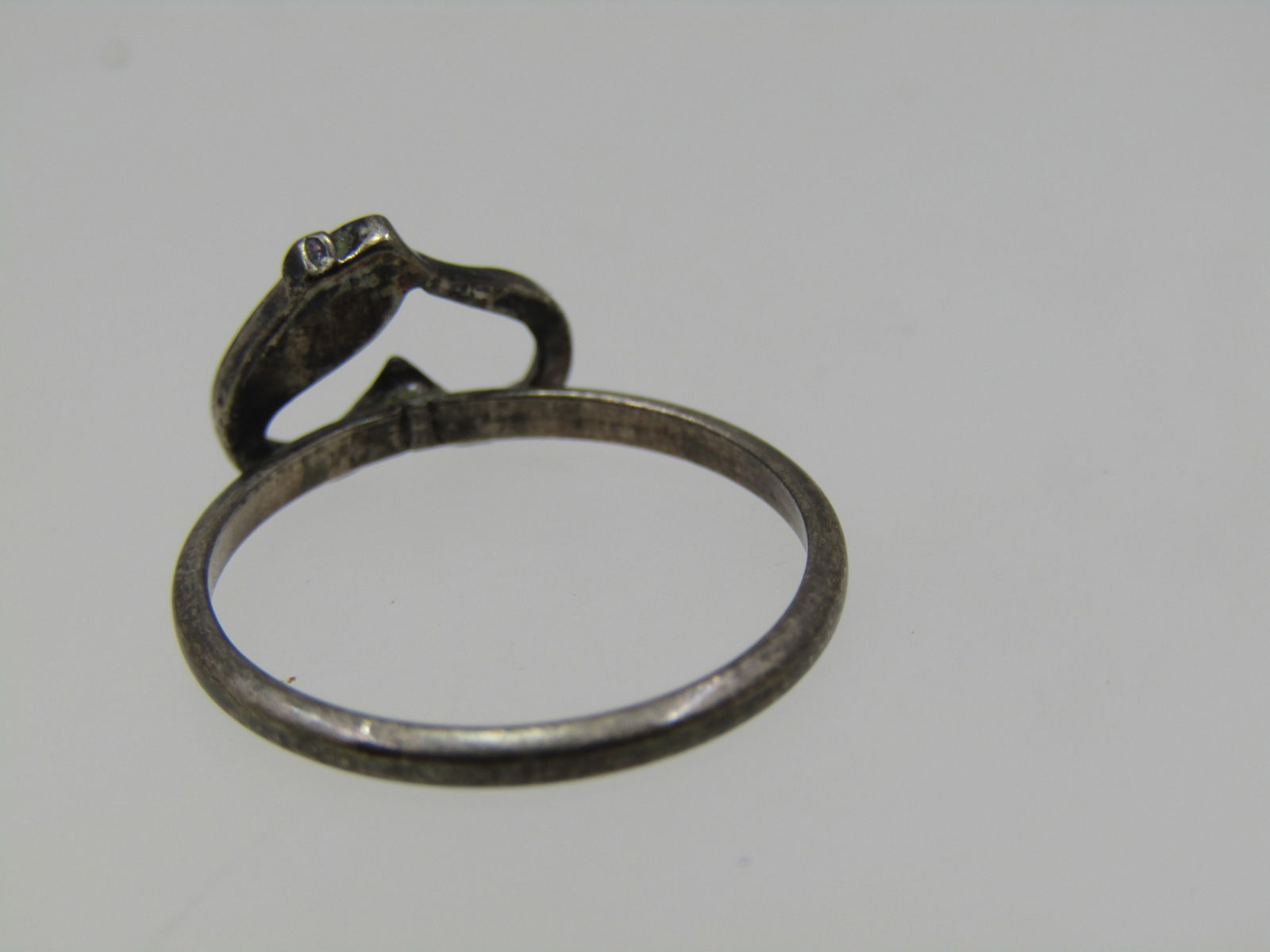 Vintage Southwestern Sterling Turquoise Chip Heart Ring, Sz. 3.5 - 5