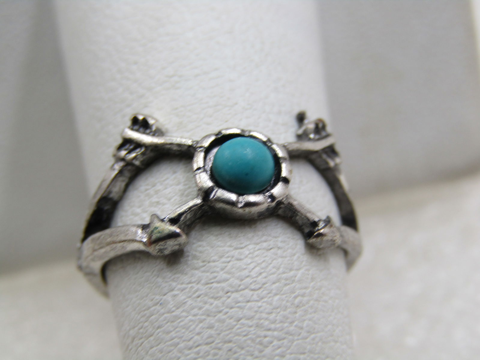 Vintage Southwstern Faux Turquoise Ring, Sz. 6.5, Silver Tone - 2