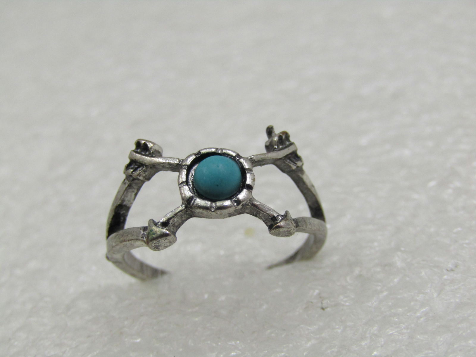 Vintage Southwstern Faux Turquoise Ring, Sz. 6.5, Silver Tone - 3