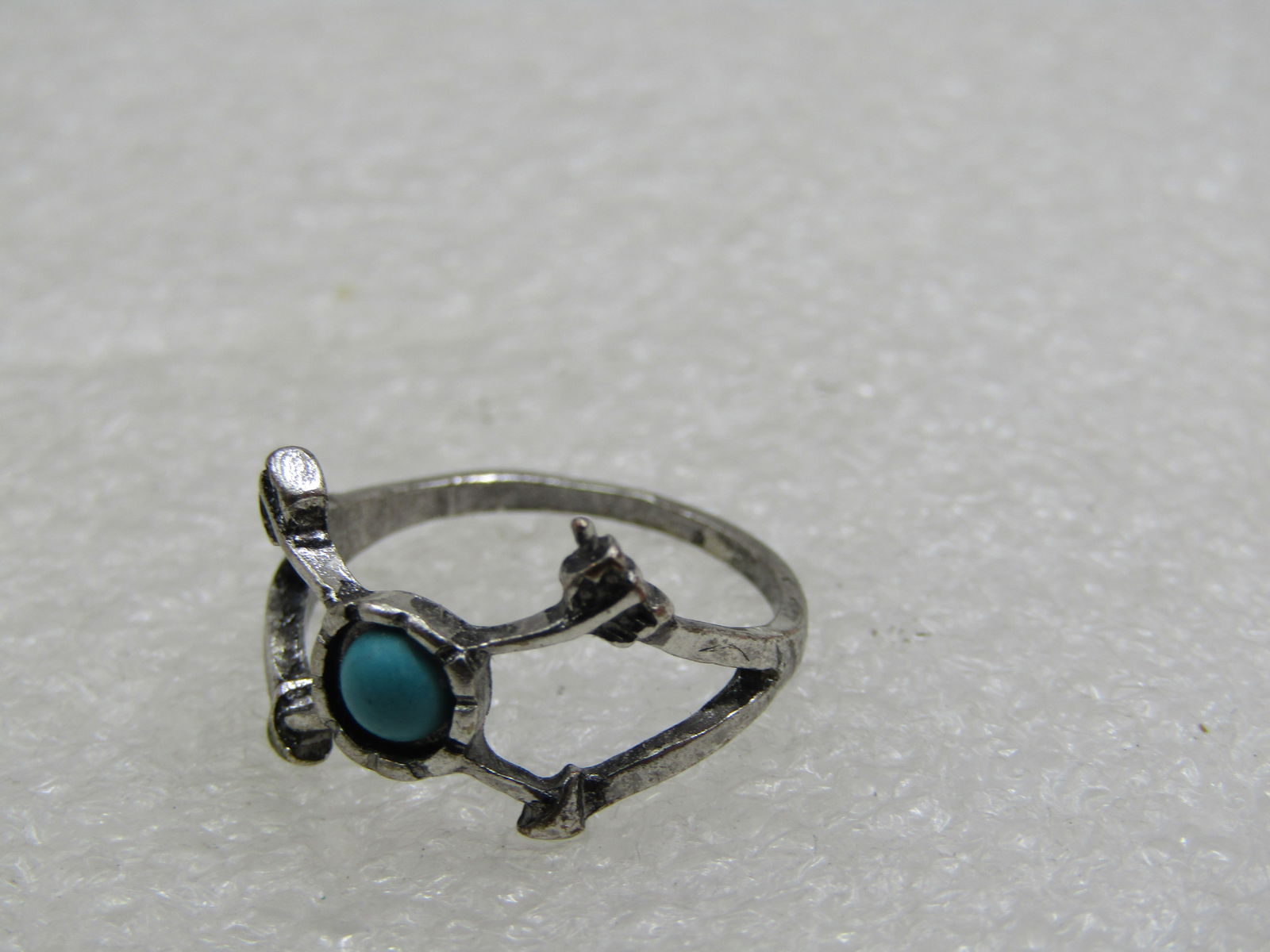 Vintage Southwstern Faux Turquoise Ring, Sz. 6.5, Silver Tone - 5