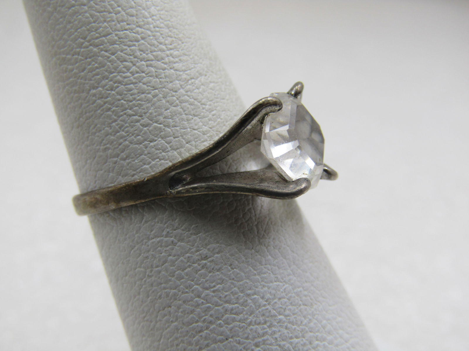 Vintage Sterling Clear Stone Ring, Sz. 6, Signed ESPO, 1960's - 3