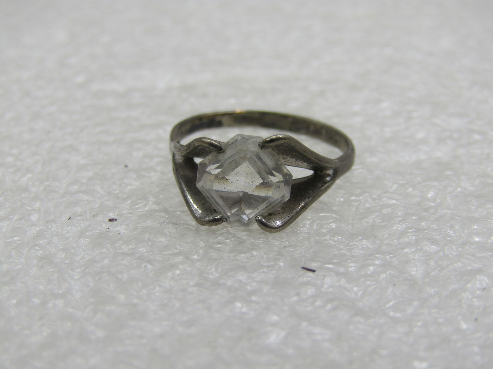 Vintage Sterling Clear Stone Ring, Sz. 6, Signed ESPO, 1960's - 4