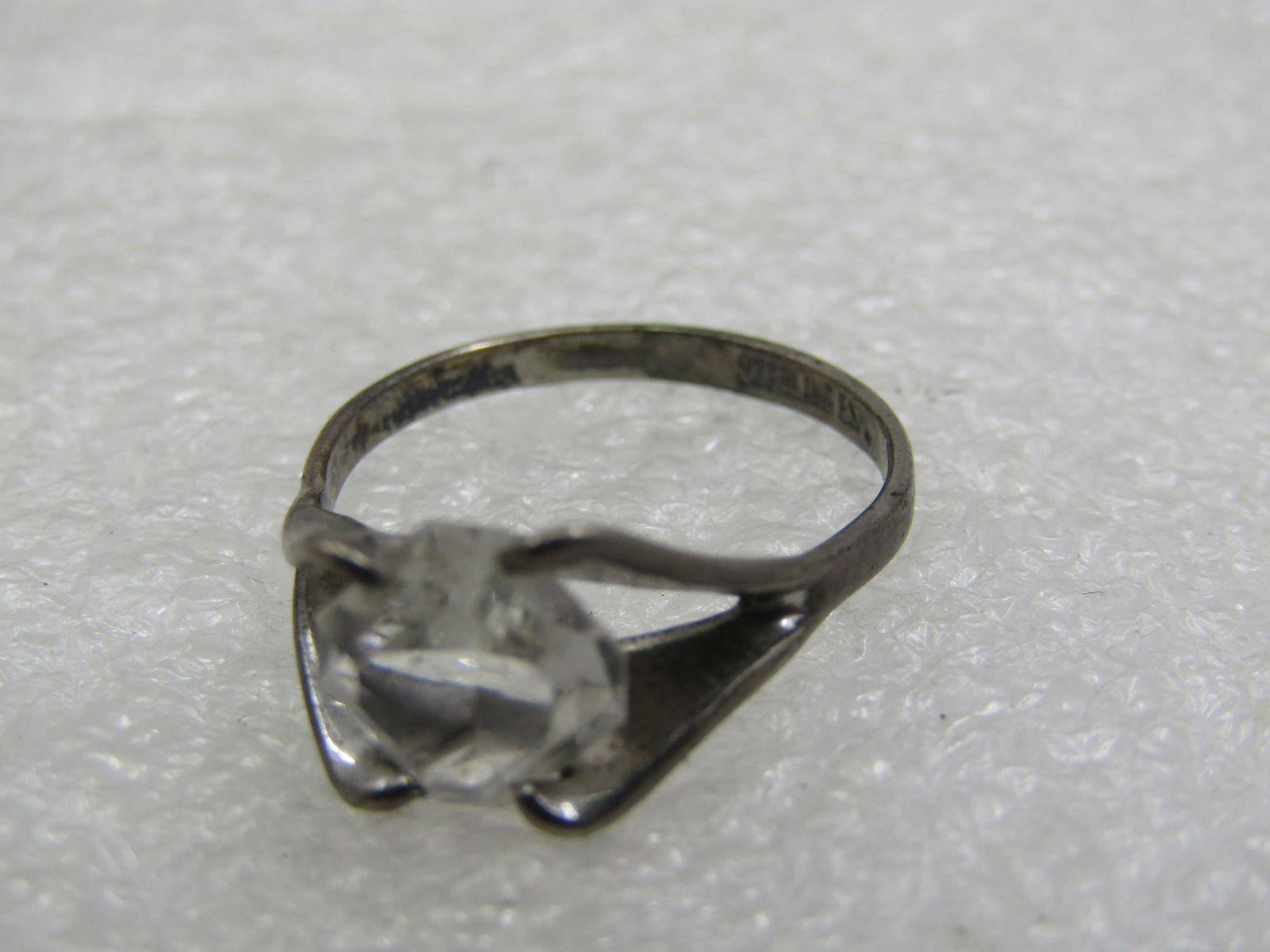 Vintage Sterling Clear Stone Ring, Sz. 6, Signed ESPO, 1960's - 6
