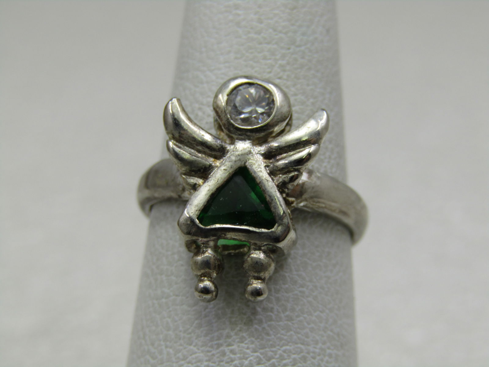 Vintage Rhinestone Angel Ring, Sz. 6, Marked .925 (1 of 6)