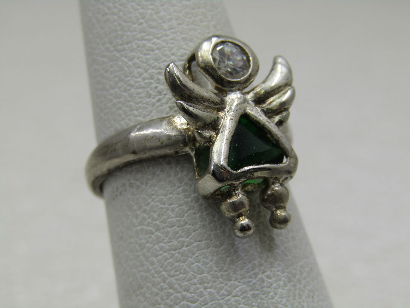 Vintage Rhinestone Angel Ring, Sz. 6, Marked .925 - 2
