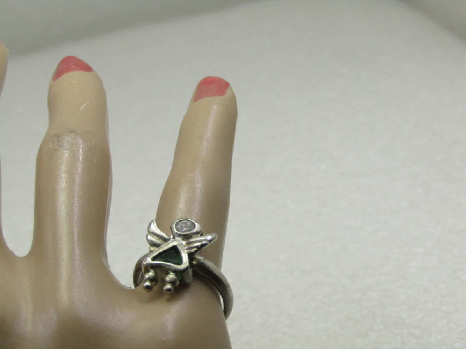 Vintage Rhinestone Angel Ring, Sz. 6, Marked .925 - 6