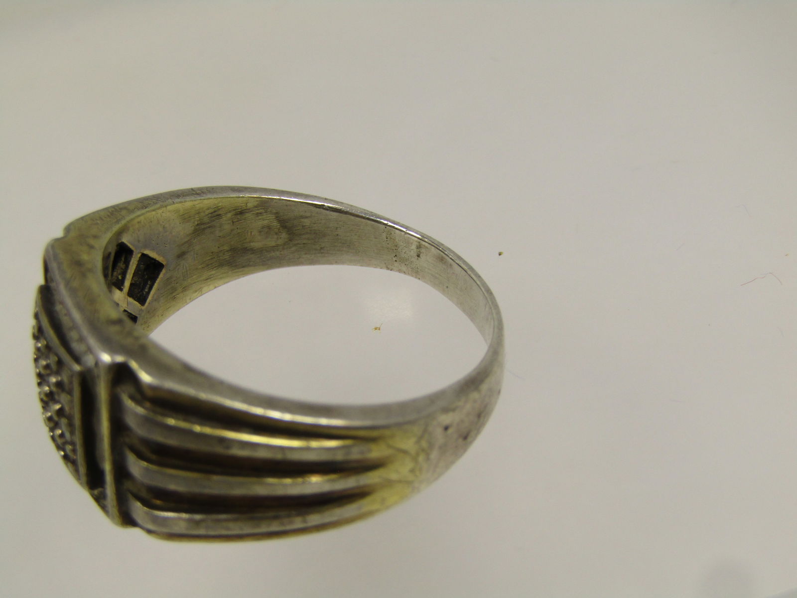 Vintage Sterling Diamond Ring, Men's, Sz. 15.5, 1950's-1960's - 8