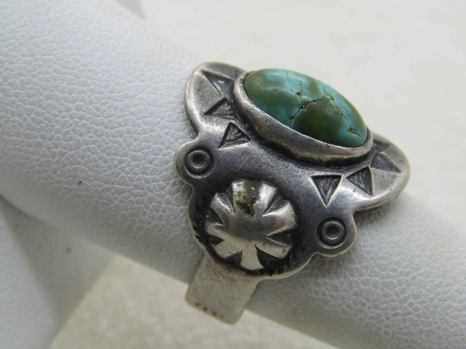 Vintage Sterling Southwestern Turquoise Ring, Open Back Adjustable, Unisex - 3