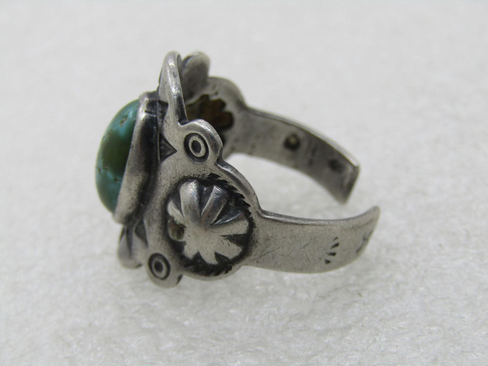 Vintage Sterling Southwestern Turquoise Ring, Open Back Adjustable, Unisex - 6