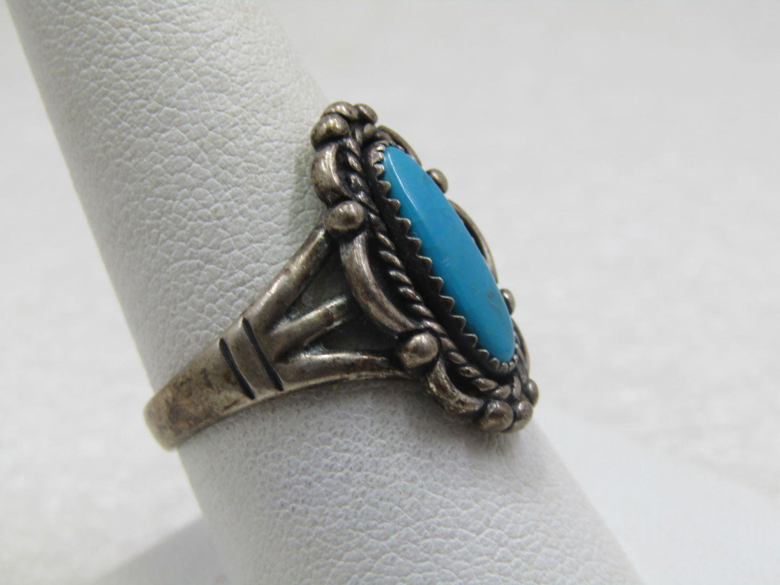 Vintage Sterling Southwestern Turquoise Ring, Sz. 9. 1960'-1970's, Signed - 2